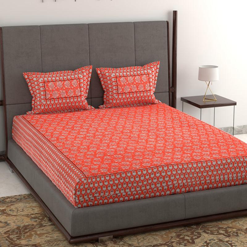 Buy Tuhin Ethnic Bedsheet - Red Bedsheets from Vaaree