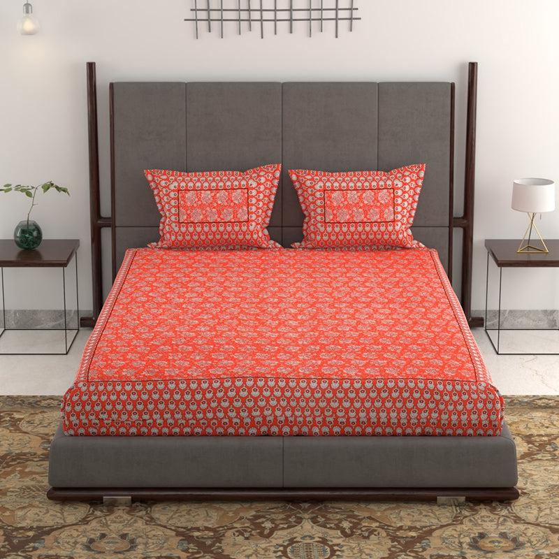 Buy Vidhu Printed Bedsheet - Red Bedsheets from Vaaree