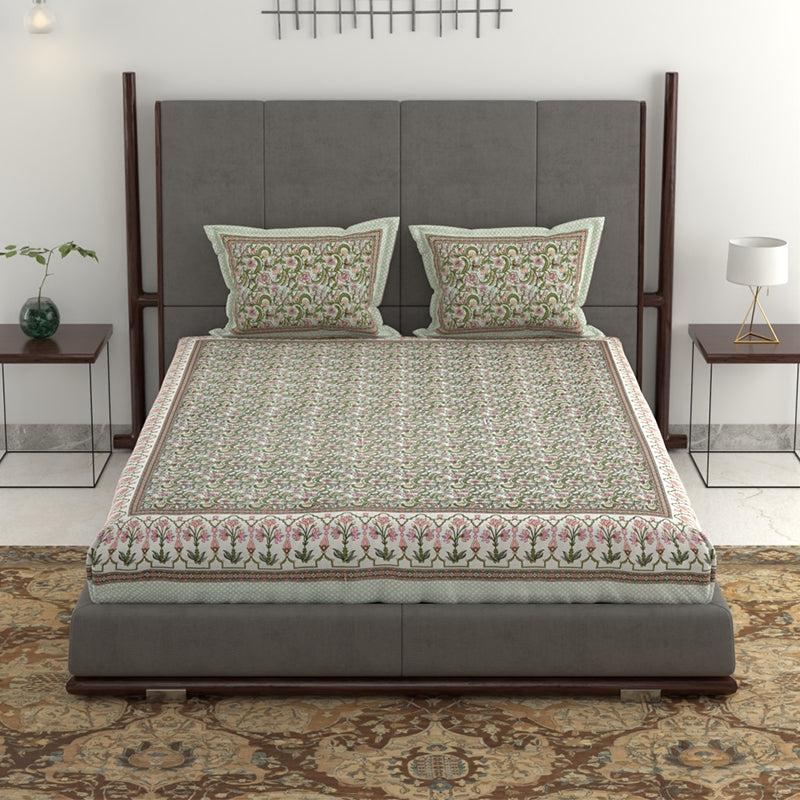 Buy Tridha Printed Bedsheet - Green Bedsheets from Vaaree