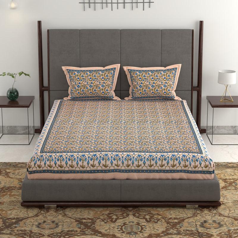 Buy Tridha Printed Bedsheet - Beige Bedsheets from Vaaree