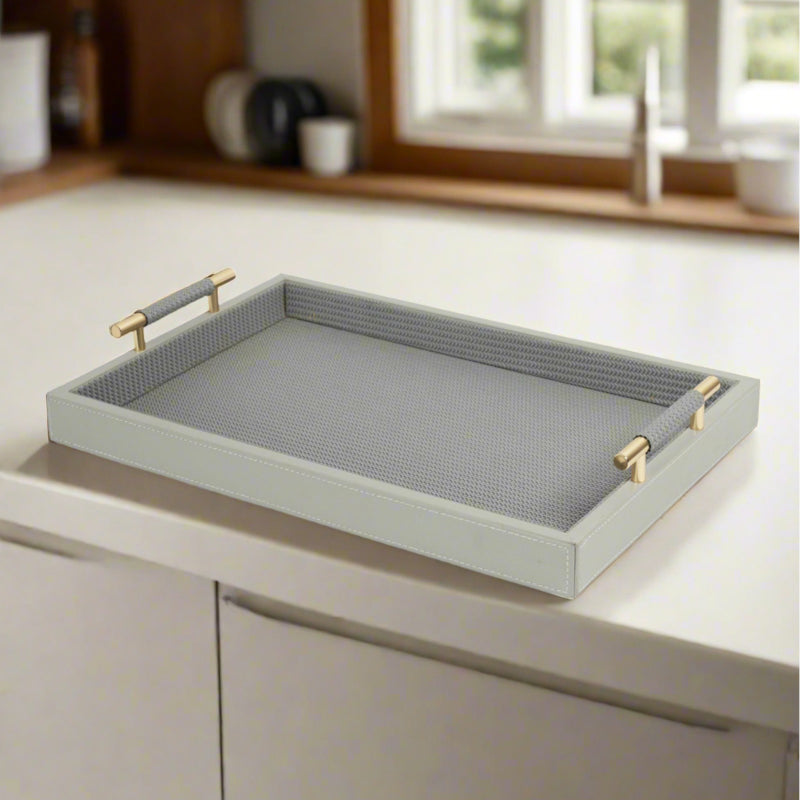 Buy Resho Vegan Leather Serving Tray - Grey Serving Tray from Vaaree