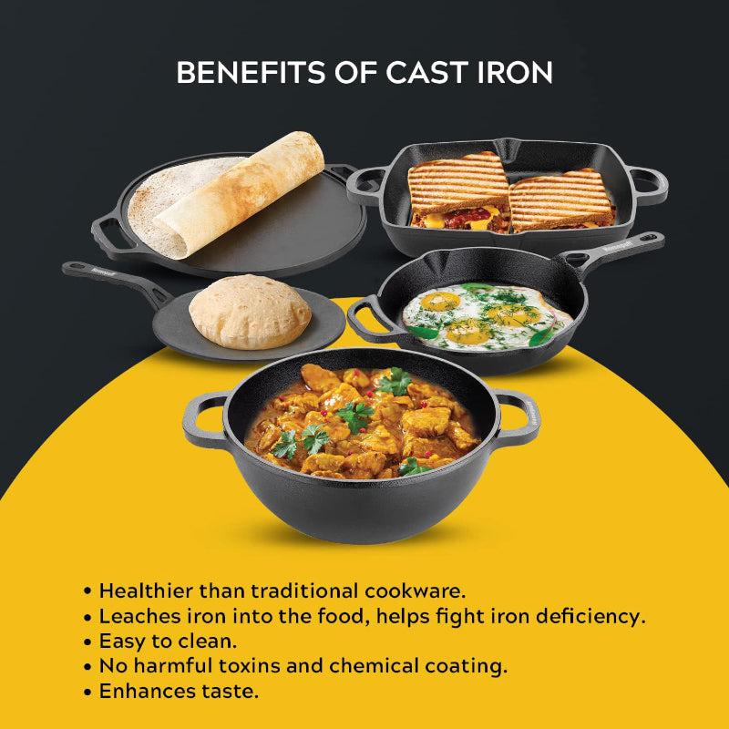 Buy Nova Pre Seasoned Cast Iron Fry Pan - 26 CM Frying Pan from Vaaree