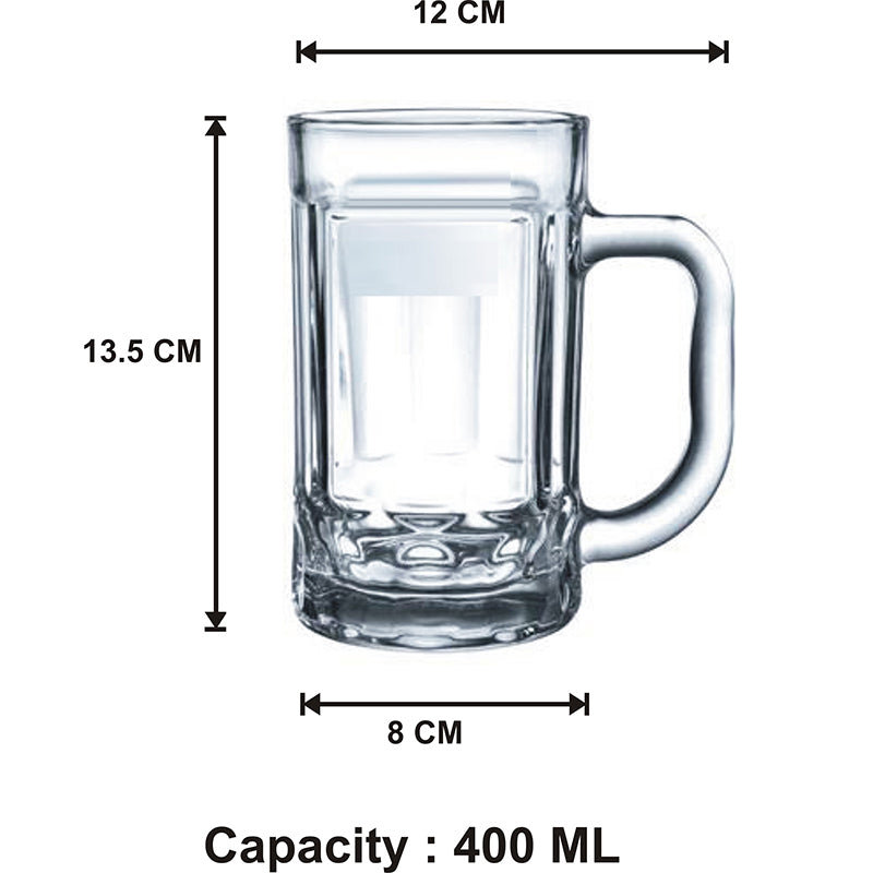 Barware Set - Marca (400 ML) Beer Glass & Snack Plate Combo - Three Piece Set