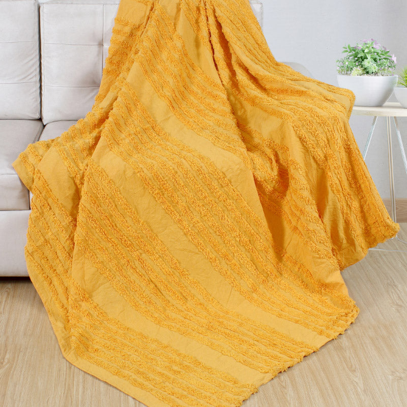 Buy Juniper StripeTufted Throw - Yellow Throws from Vaaree