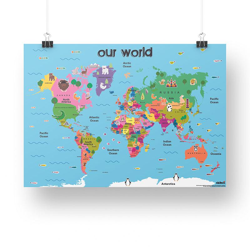 Buy World Map Wall Poster Wall Poster from Vaaree