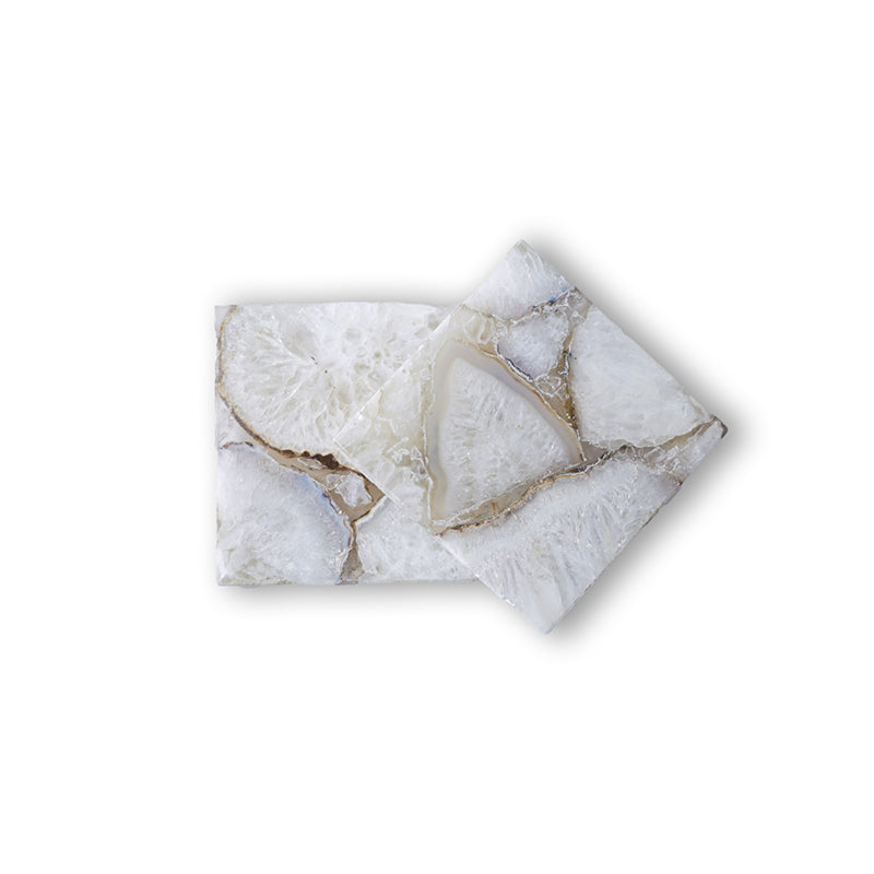 Coaster - Crystal Agate Coaster (White) - Set Of Two