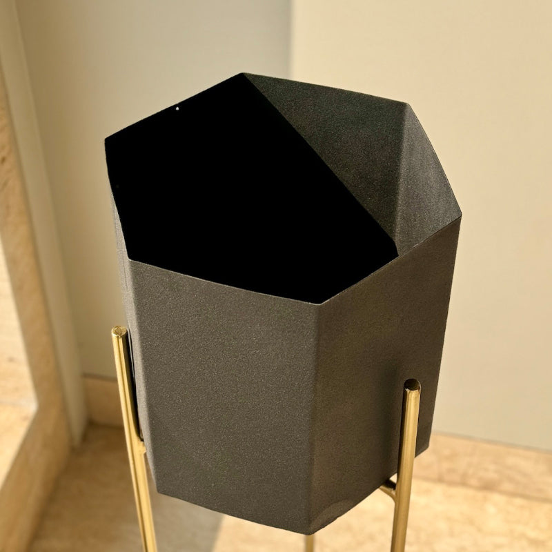 Buy Auruma Floor Planter (Black & Gold) - Set Of Two Pots & Planters from Vaaree