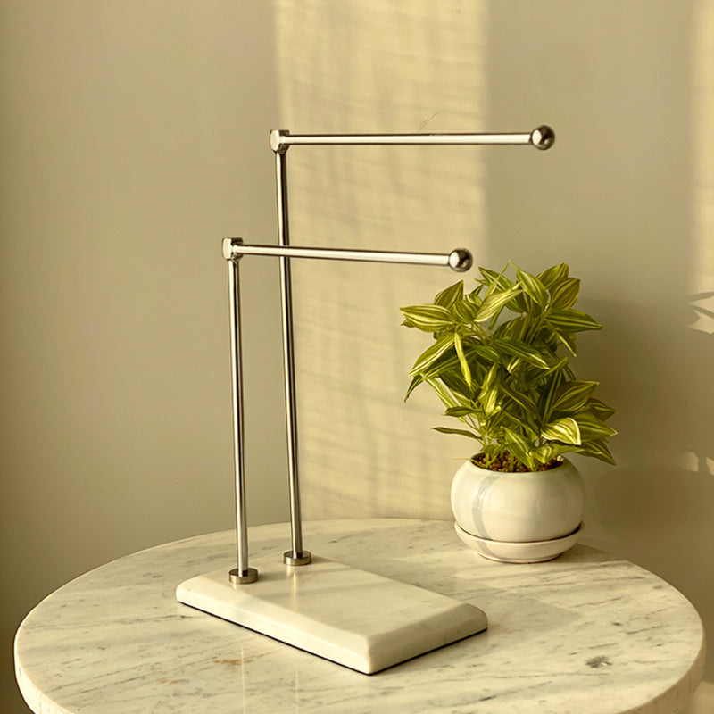 Buy Elita Hand Towel Stand - Silver & White Accessories & Sets from Vaaree