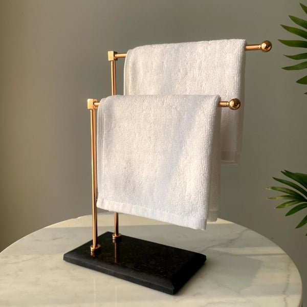 Buy Elita Hand Towel Stand - Antique Gold & Black Accessories & Sets from Vaaree