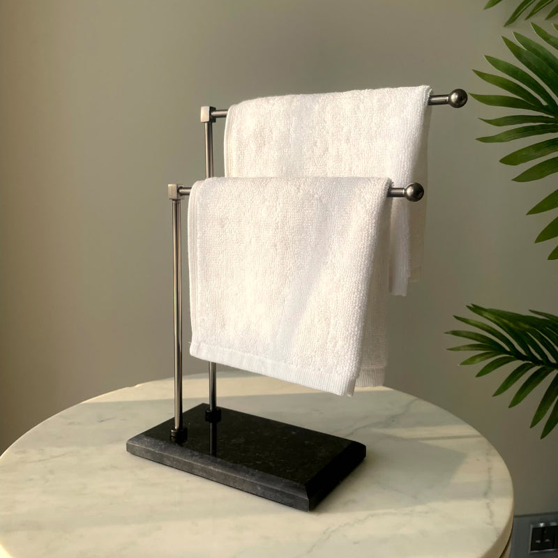 Buy Elita Hand Towel Stand - Silver & Black Accessories & Sets from Vaaree