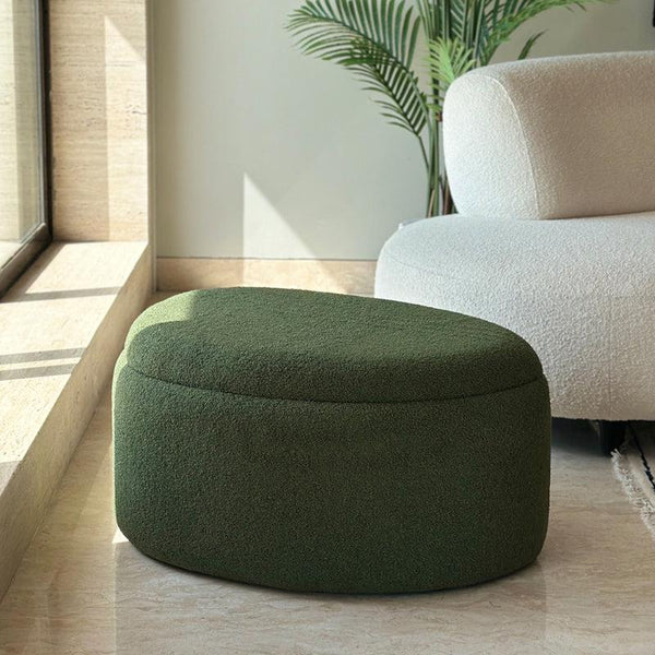 Buy Pebble Snuggle Boucle Pouffe With Storage - Green Ottomans & Pouffe from Vaaree