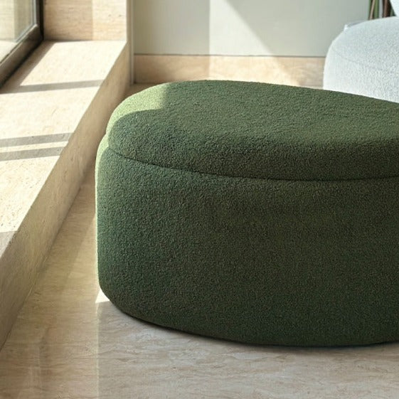 Buy Pebble Snuggle Boucle Pouffe With Storage - Green Ottomans & Pouffe from Vaaree