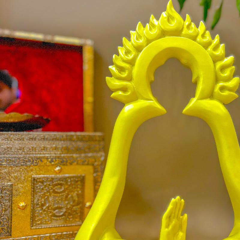 Buy Buddha Silhouette Showpiece - Pastel Yellow Showpieces from Vaaree