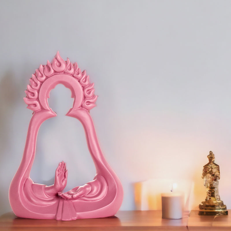 Buy Buddha Silhouette Showpiece - Pastel Pink Showpieces from Vaaree