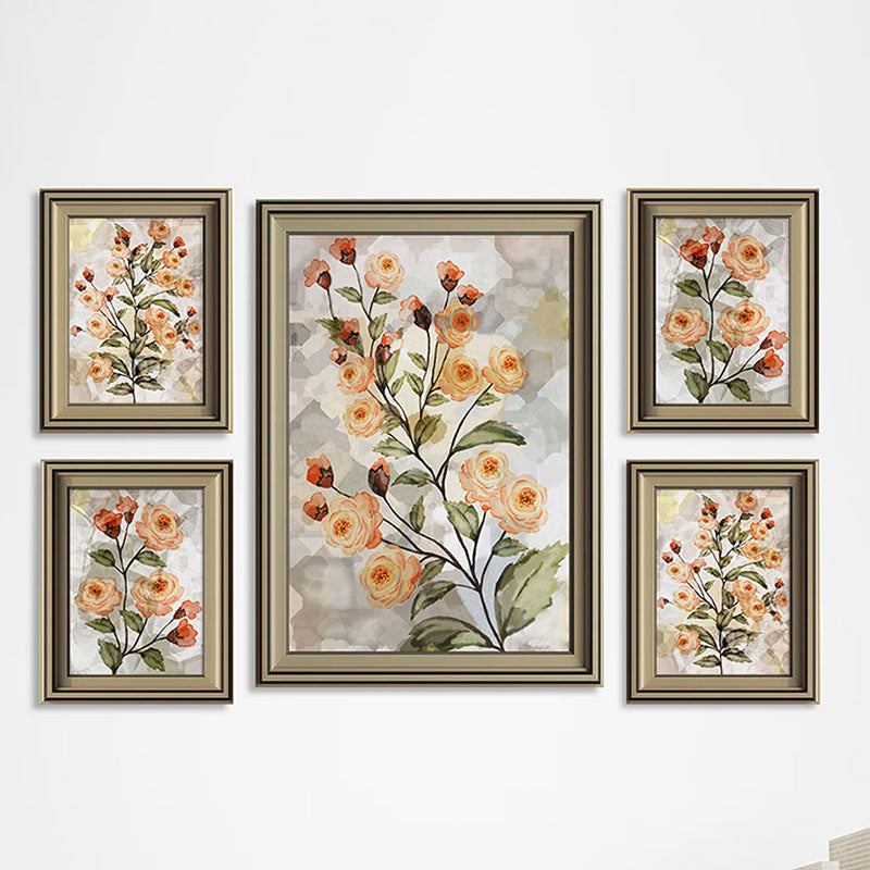 Wall Art & Paintings - Dahlia Mist Wall Art (Peach) - Set Of Five