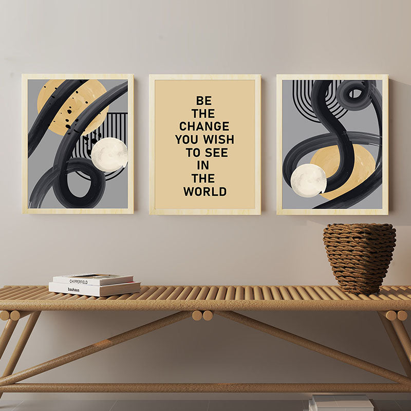 Buy Be The Change Abtract Wall Art - Set Of Three Wall Art & Paintings from Vaaree