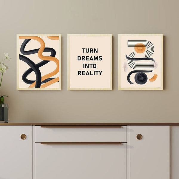 Wall Art & Paintings - Turn Dreams Into Reality Abstract Wall Art - Set Of Three