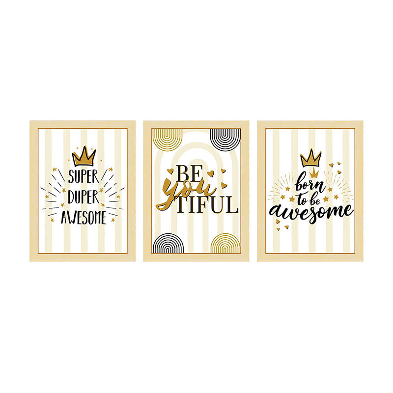 Wall Art & Paintings - Born To Awesome Striped Wall Art - Set Of Three