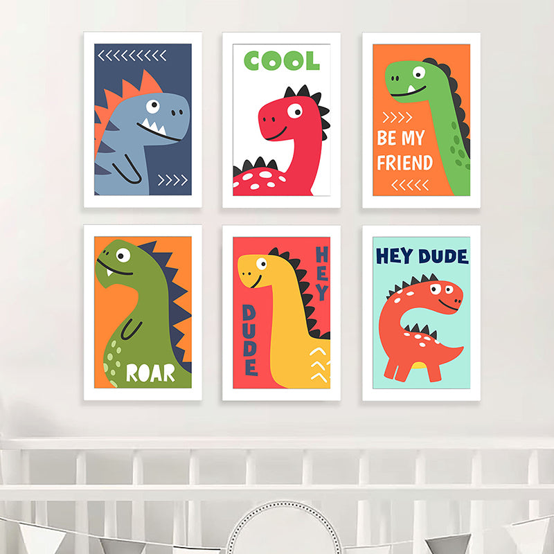 Wall Art & Paintings - Cool Dino Wall Art - Set Of Six