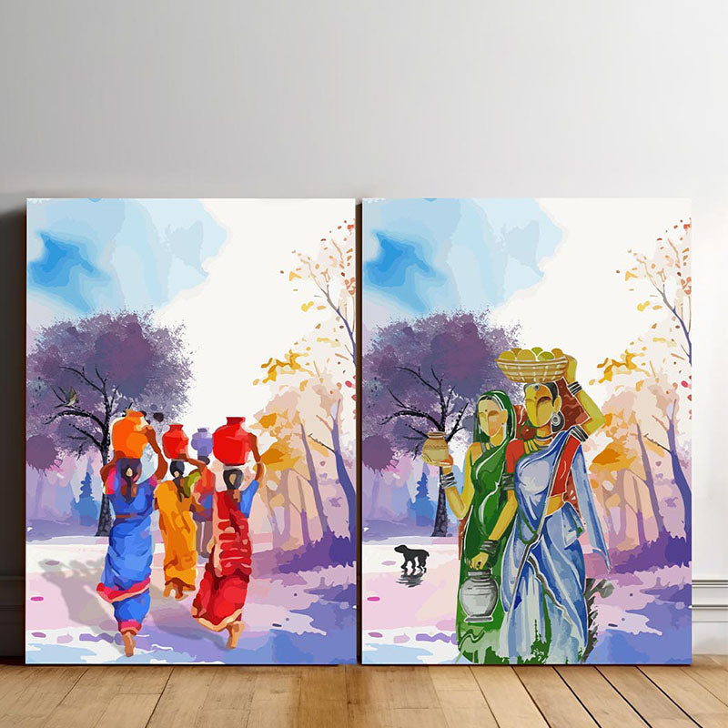 Wall Art & Paintings - Rural Drapes Wall Painting - Set Of Two