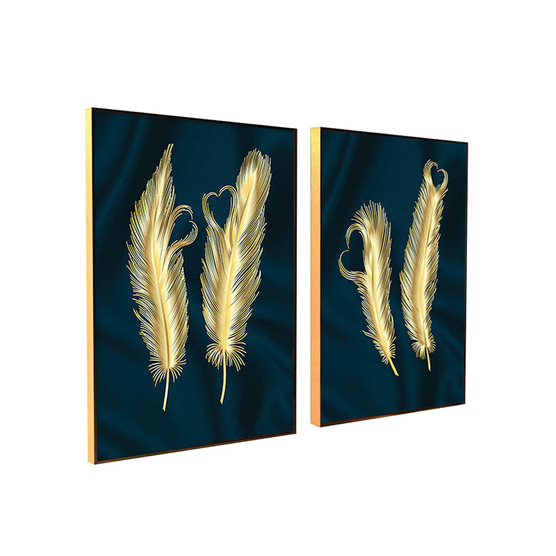 Wall Art & Paintings - Feather Lusture Wall Painting - Set Of Two