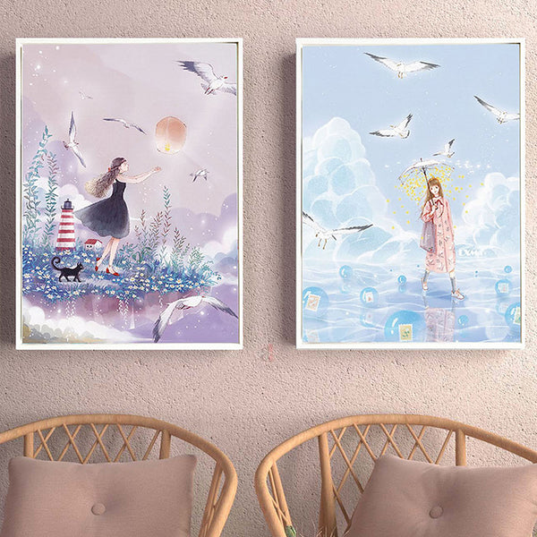 Wall Art & Paintings - Girl Spell Wall Painting - Set Of Two