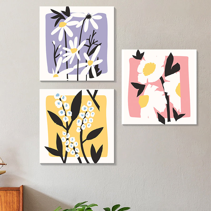 Wall Art & Paintings - Pristine Flora Wall Painting - Set Of Three