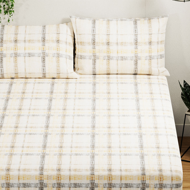 Buy Lydia Checks Bedsheet - Beige & Brown Bedsheets from Vaaree