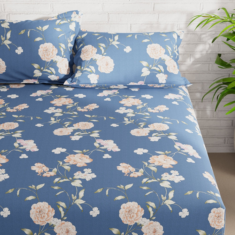 Buy Fiera Blue Floral Bedsheet Bedsheets from Vaaree