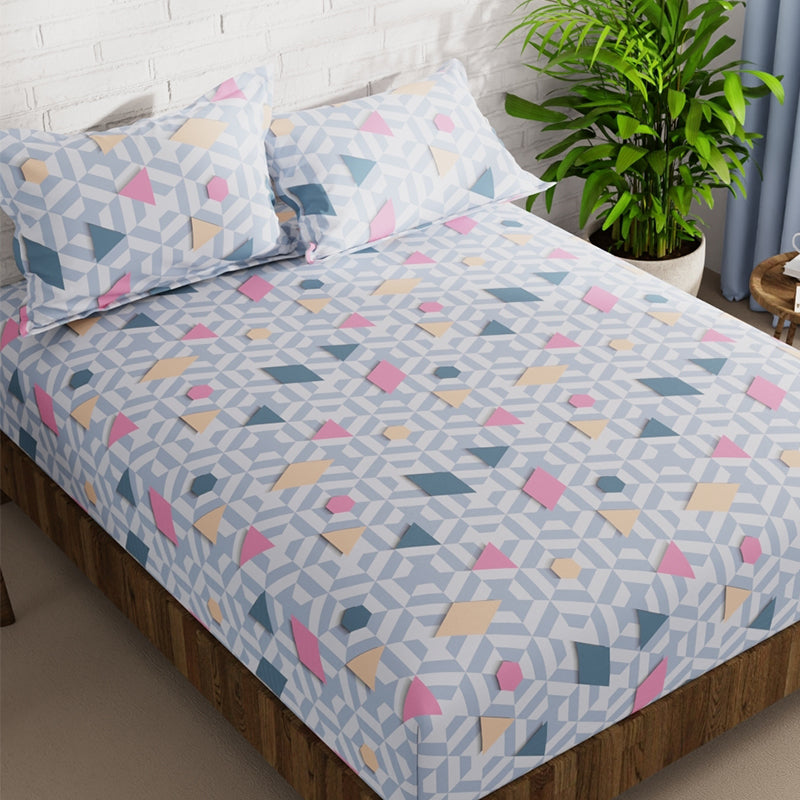 Buy Draco Geometric Bedsheet - Blue Bedsheets from Vaaree