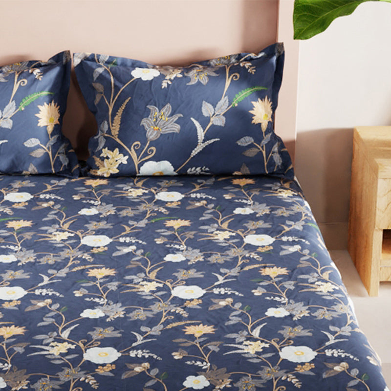 Buy Samara Blue Floral Bedsheet Bedsheets from Vaaree