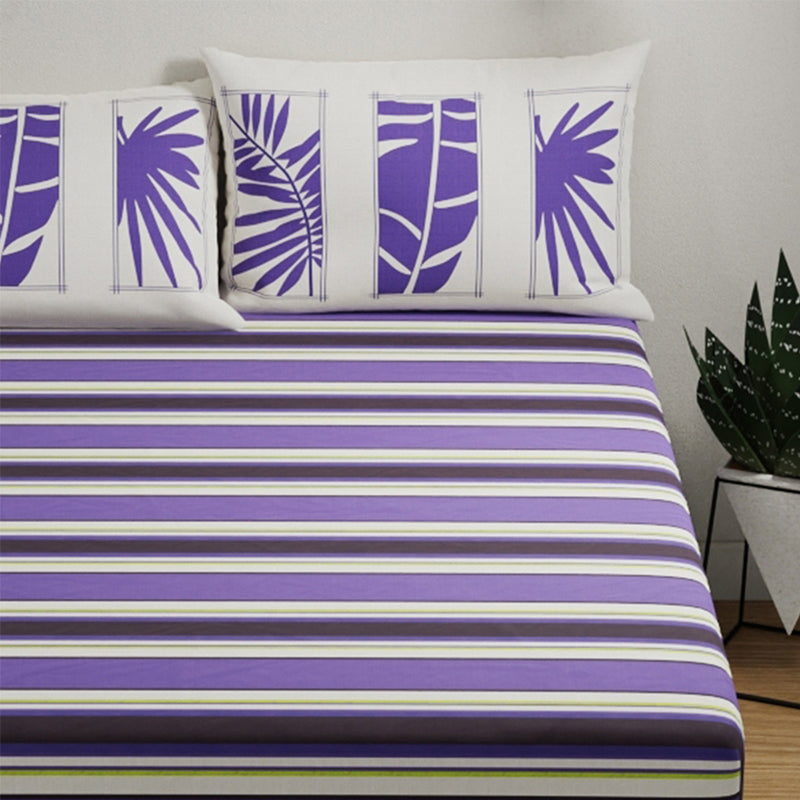 Buy Indie Striped Bedsheet - Purple Bedsheets from Vaaree