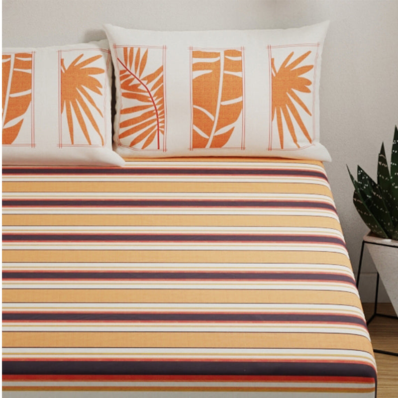 Buy Indie Striped Bedsheet - Orange Bedsheets from Vaaree