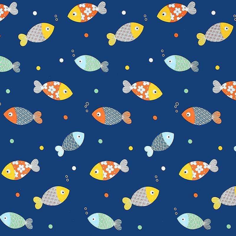 Bedsheets - Aqua Fish Kids Bedsheet - Royal Blue