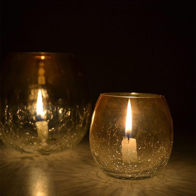 Buy Glamora Glass Tealight Candle Holder - Set Of Two Tea Light Candle Holders from Vaaree