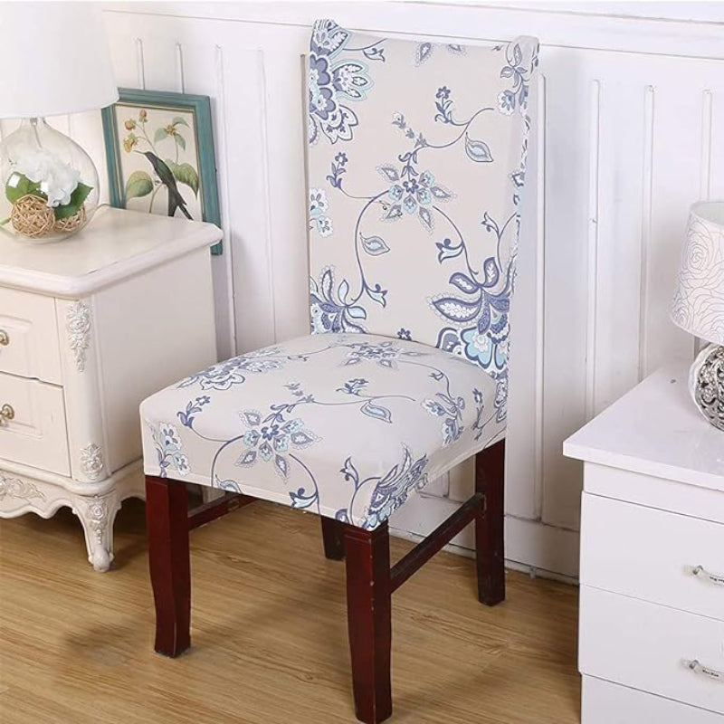 Chair Cover - Mila Floral Chair Cover - Blue & White