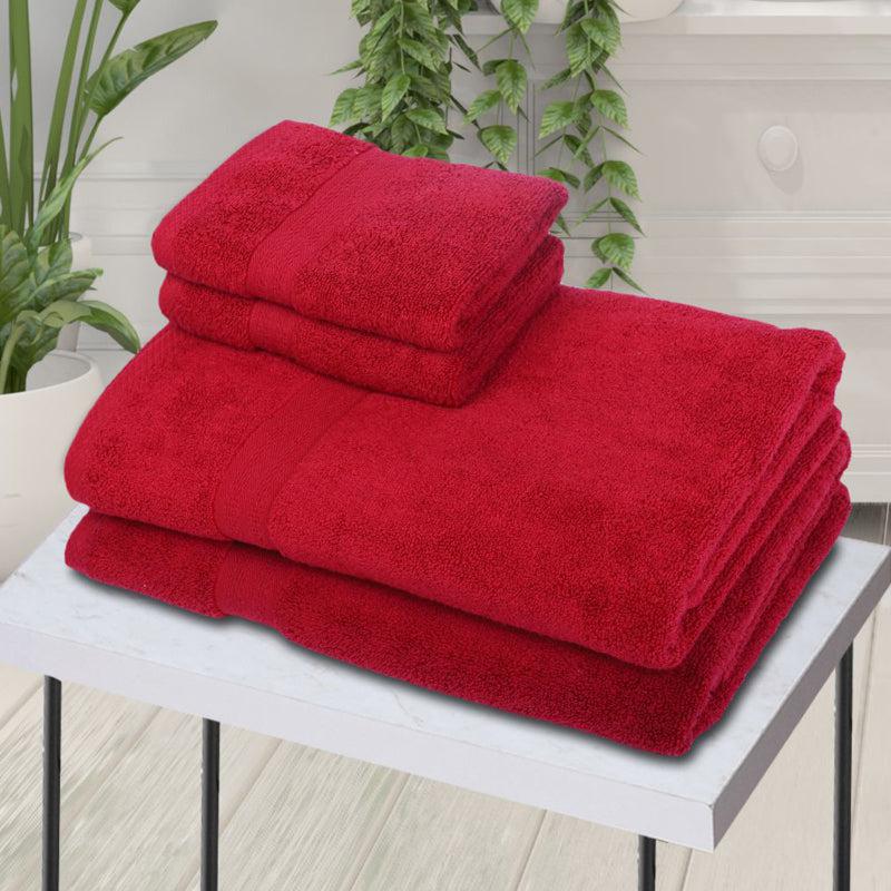 Buy Miorah Towel Combo (Red) - Four Piece Set Towel Sets from Vaaree