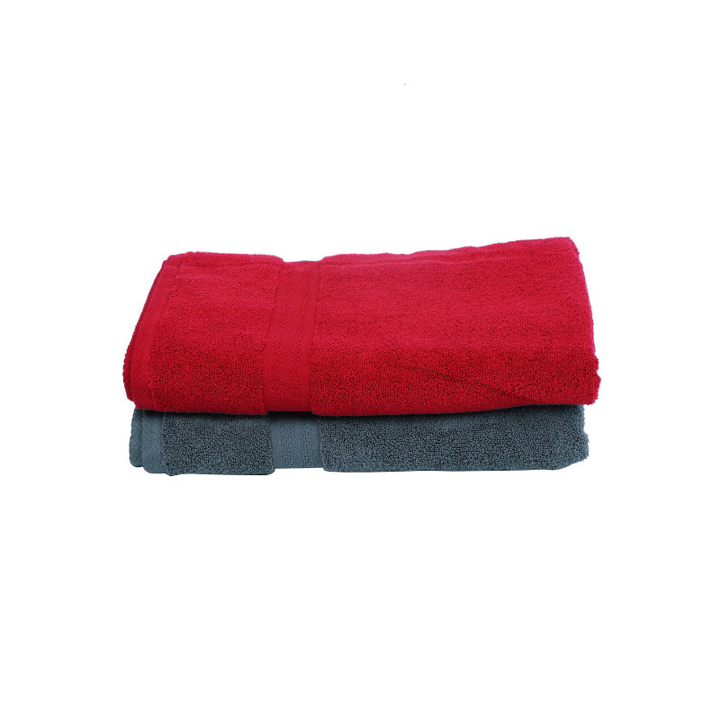 Buy Miorah Bath Towel (Red & Grey) - Set Of Two Bath Towels from Vaaree