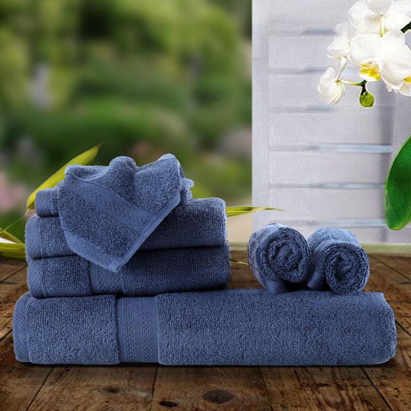 Buy Miorah Towel Combo (Blue) - Eight Piece Set Towel Sets from Vaaree