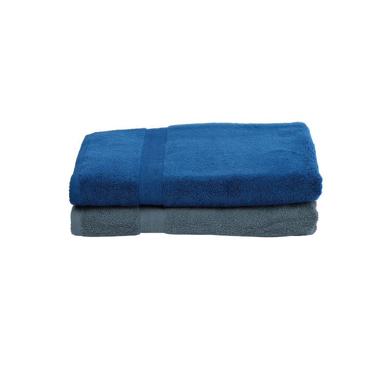 Buy Miorah Bath Towel (Blue & Grey) - Set Of Two Bath Towels from Vaaree