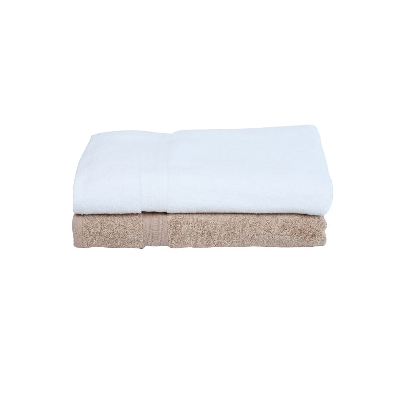 Buy Miorah Bath Towel (White & Beige) - Set Of Two Bath Towels from Vaaree