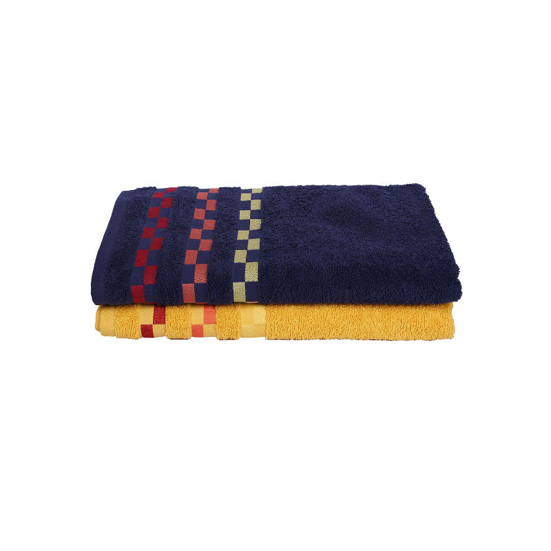 Buy Delpha Bath Towel (Blue & Yellow) - Set Of Two Bath Towels from Vaaree