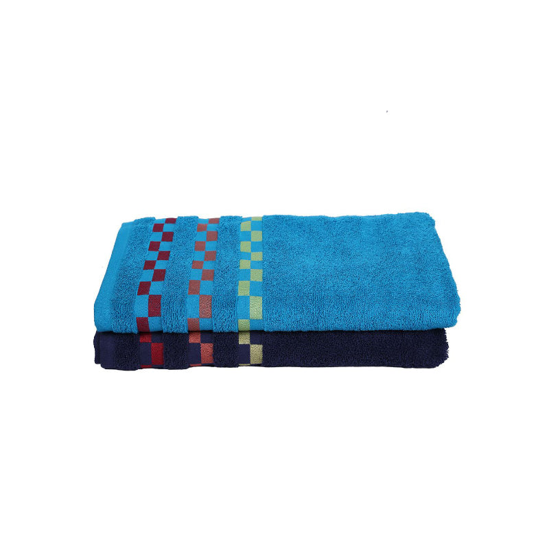 Buy Delpha Bath Towel (Light Blue & Dark Blue) - Set Of Two Bath Towels from Vaaree