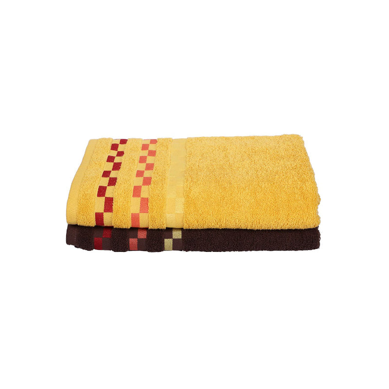 Buy Delpha Bath Towel (Yellow & Maroon) - Set Of Two Bath Towels from Vaaree