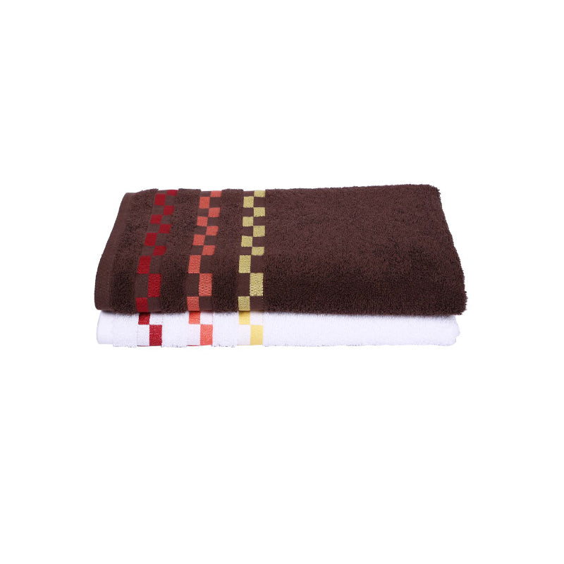 Buy Delpha Bath Towel (Brown & White) - Set Of Two Bath Towels from Vaaree