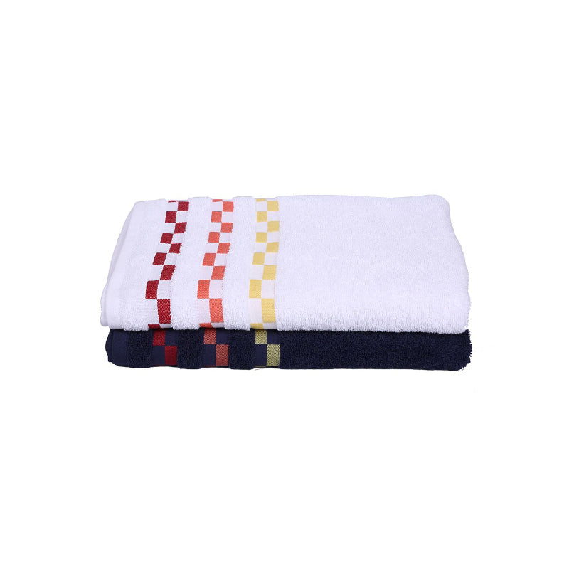 Buy Delpha Bath Towel (Navy Blue & White) - Set Of Two Bath Towels from Vaaree