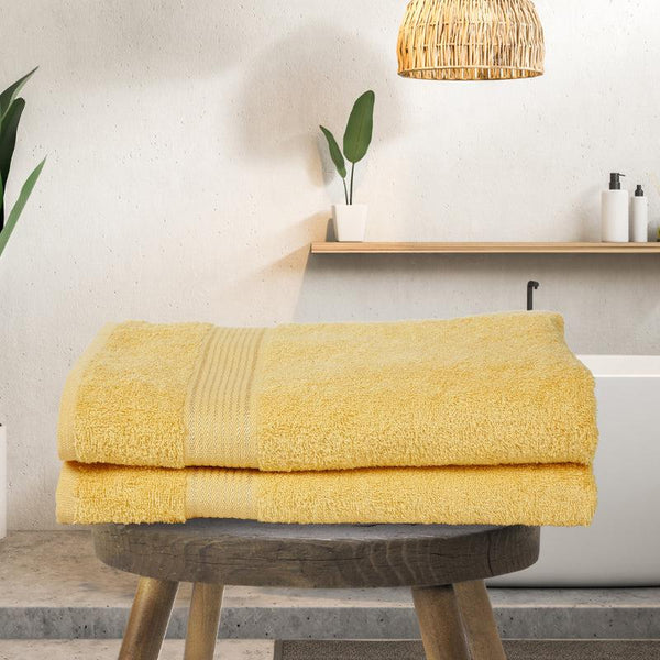 Buy Bodil Bath Towel (Yellow) - Set Of Two Bath Towels from Vaaree