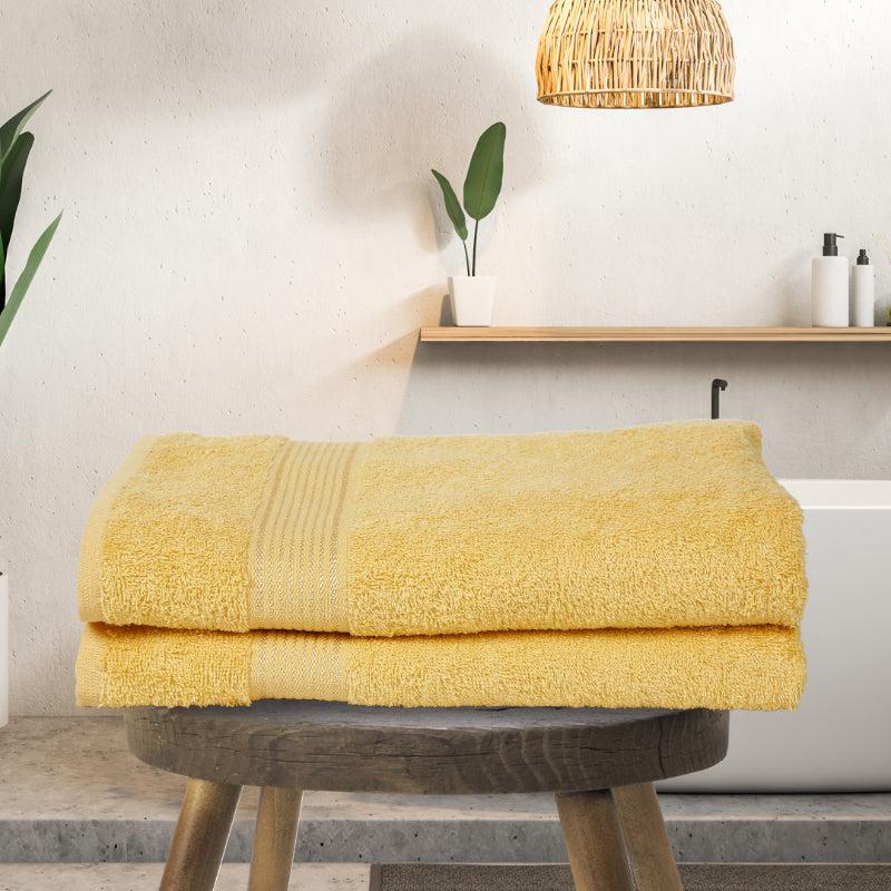 Buy Bodil Bath Towel (Yellow) - Set Of Two Bath Towels from Vaaree