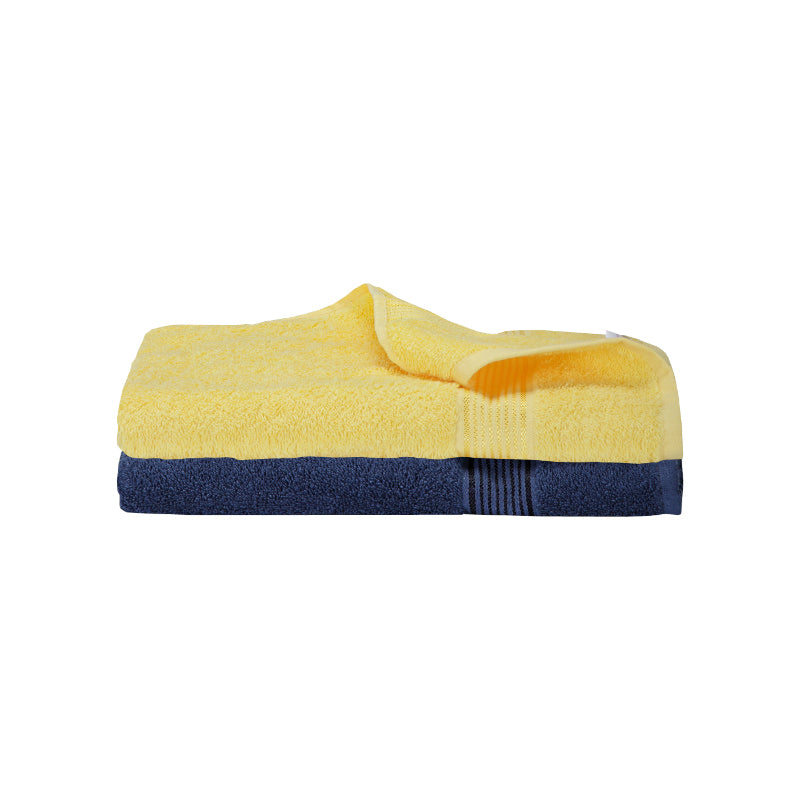 Buy Bodil Bath Towel (Yellow & Dark Blue) - Set Of Two Bath Towels from Vaaree