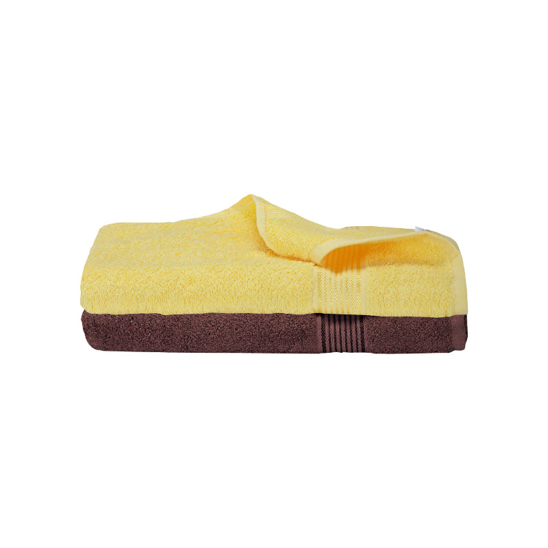 Buy Bodil Bath Towel (Yellow & Brown) - Set Of Two Bath Towels from Vaaree